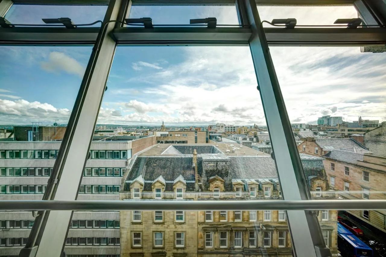 City view through a window